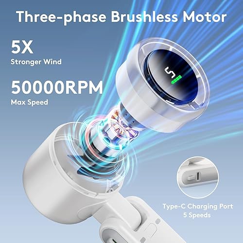 Miniatura 2 de Ventilador de mano, ventilador personal recargable, motor de alta potencia, pantalla LED, ventiladores de bolsillo pequeños para viajescrucerosplaya