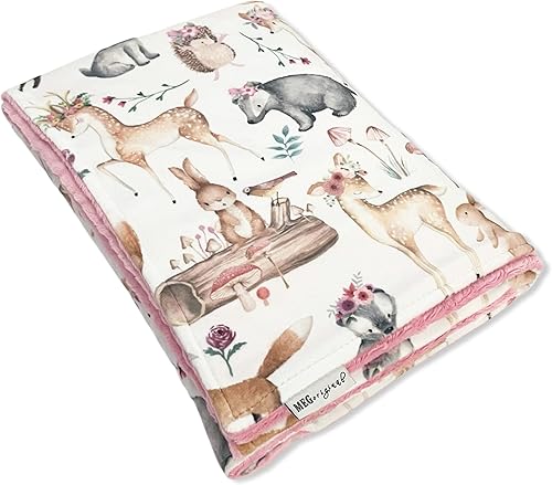 Miniatura 3 de Manta para bebé niña, Sweet Darlings, Woodland Animals de doble grosor y manta de cochecito suave celestial