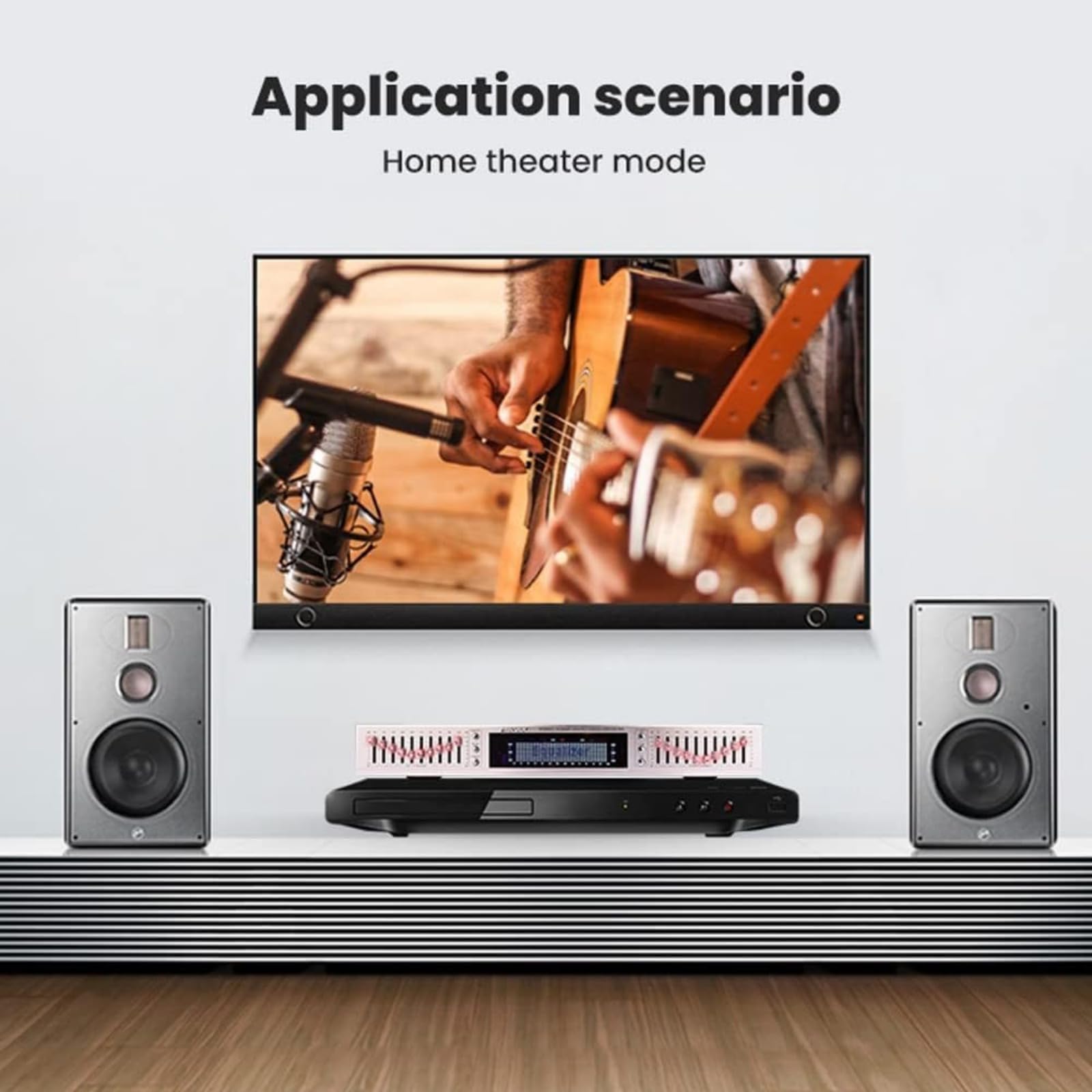 Korektor efektów stereo, bezstratny cyfrowy kontroler efektów audio, korektor korektora Hi-Fi, korektor graficzny wysokiego/średniego/basu (złoty, EQ-665)