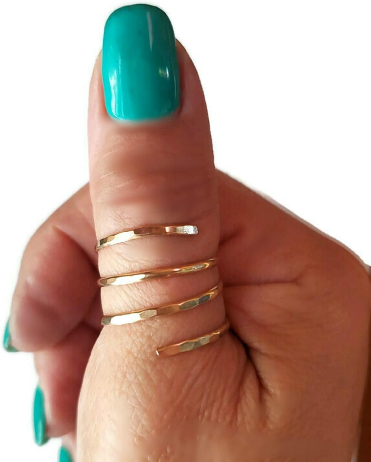 Gold Thumb Ring | 14k Gold Filled hammered Wire Wrap Adjustable 14k Gold Fits Size 7 to 9.5 Rings For Women