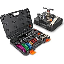 CARVALAX Tube Bender Set and 45 Eccentric Flaring Tool Kit, Ratcheting Bender w/Reverse Bending Adapters & 7 Colored Heads for 1/47/8, 6-19mm & 1/4"-3/4" Flaring Dies for HVAC2 Clamps