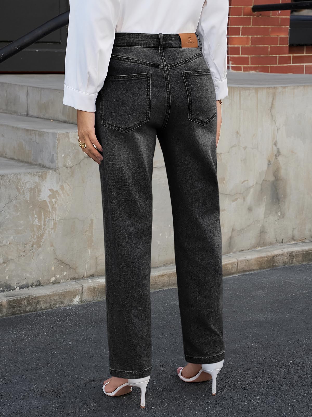 Cicy Bell Jean coupe droite pour femme - Taille moyenne - Pantalon skinny avec poches