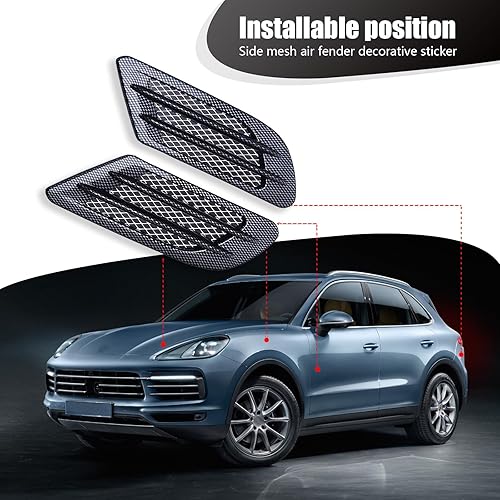 Miniatura 3 de 2 calcomanías para guardabarros laterales, 8.6 x 3.1 pulgadas, a prueba de polvo, simulación de ventilación lateral, cubierta de salida de aire