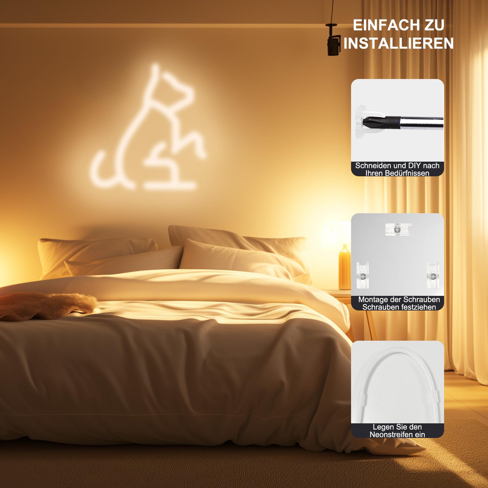 Tira LED Neon 16M Blanca Cálida 3000K-6500K Blanca Frío Tira Luz LED Regulable con Mando Distancia y Fuente Alimentación Luces de Cinta LED Flexible para Cocina, Dormitorio, 2 * 8M