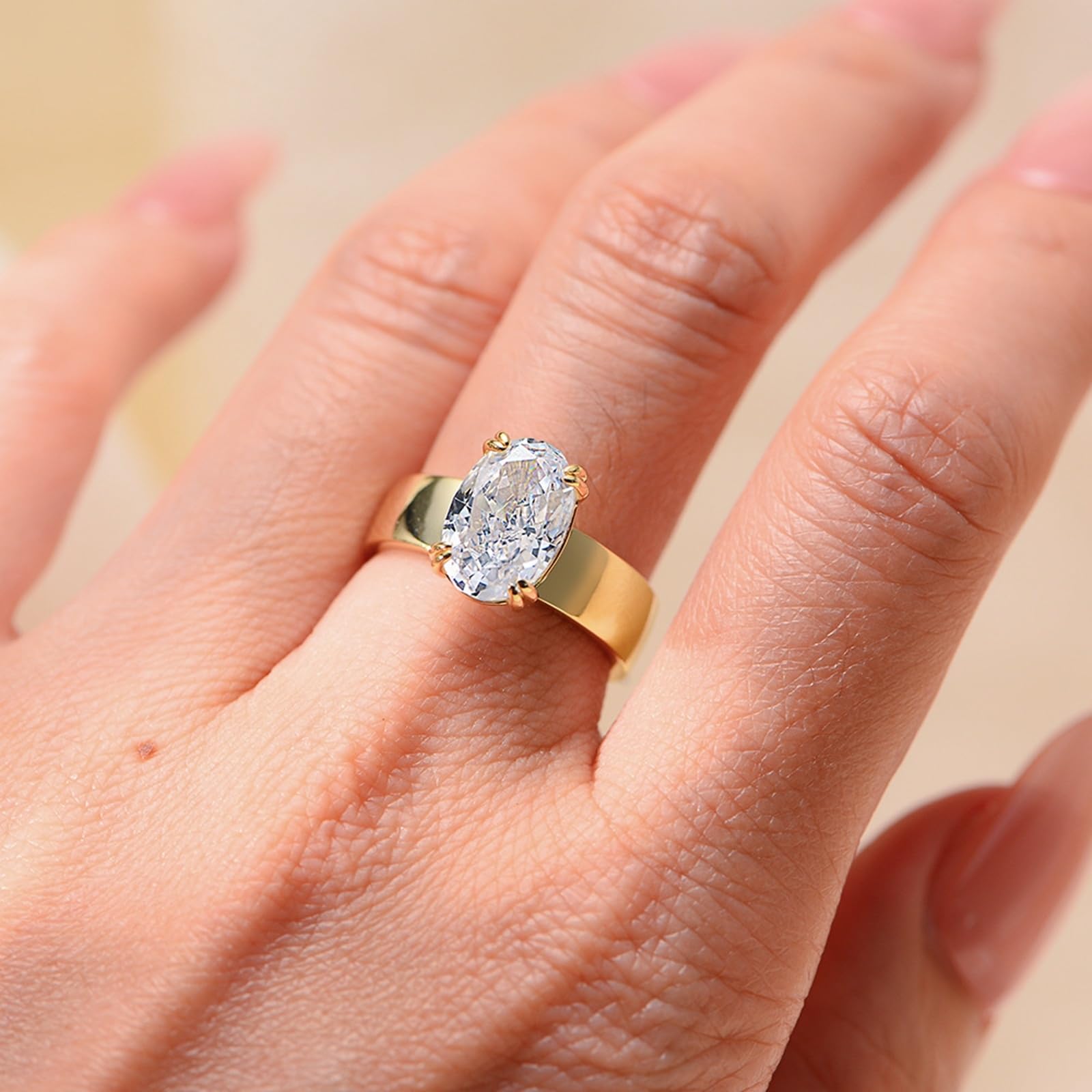 Obrączka ślubna z żółtego złota z moissanitem 4,5 ct, pierścionek ślubny, prawdziwe złoto, pierścionek zaręczynowy dla kobiet