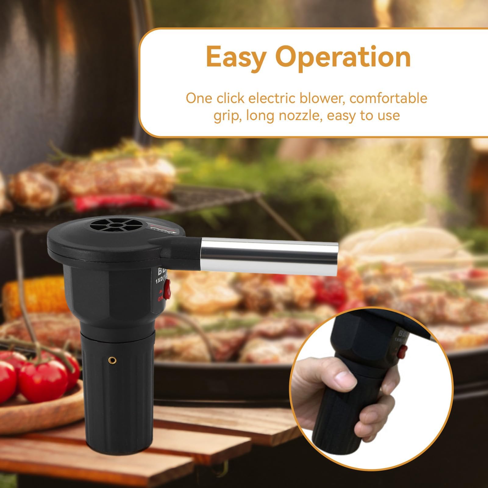 Soplador portátil para fuego, bomba de aire eléctrica para barbacoa, Fuelle para chimenea, soplador de aire para barbacoa soplador fuelle de mano para acampada y encendido de carbón