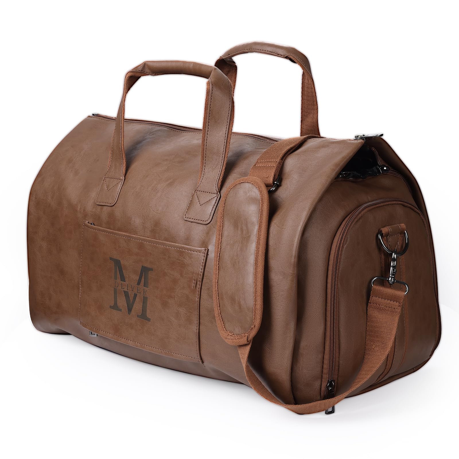 Personalized Travel Duffle Bag for Men: Custom Leather Gym Sports Bag with Name - for Overnight Weekend Holiday - for Father Husband Sport Traveler