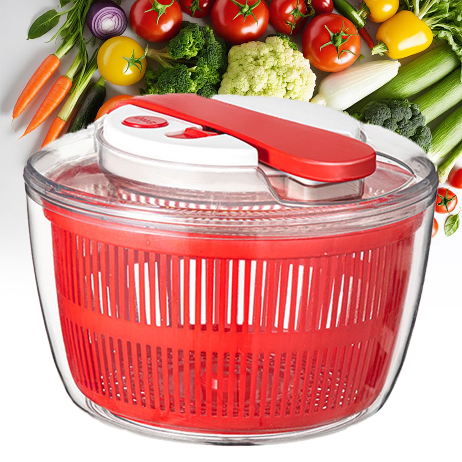 Séchoir à légumes et fruits de 3,9 l avec panier de vidange et bol, design de séparation double couche pour un séchage facile des salades vertes et des légumes