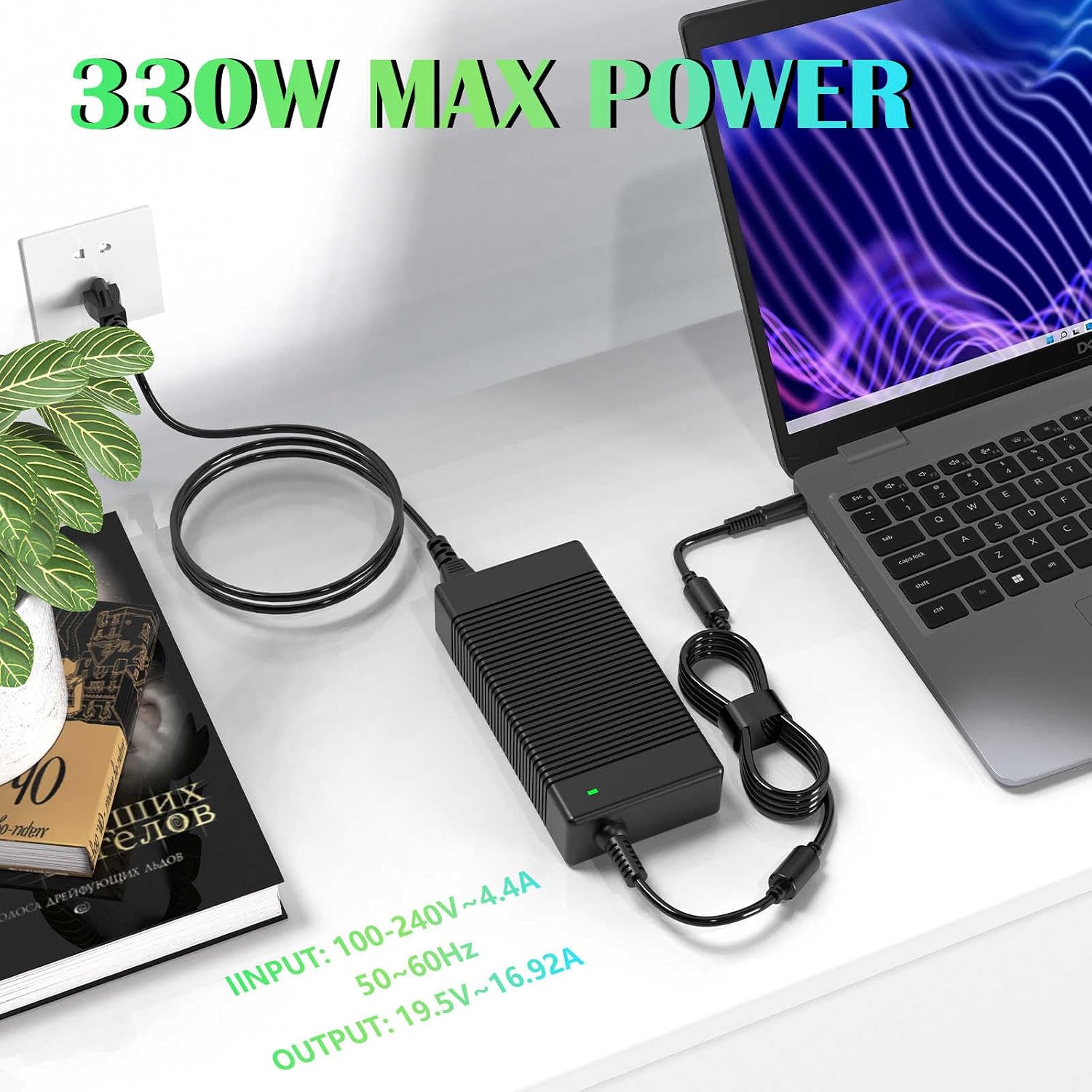 330W 16.92A 19.5V AC Charger for Original Dell G16 7630 for Alienware M18x M17 M17x M16 X17 Area-51m R1 R2 R3 X51 M18X-0143 ADP-330AB D DA330PM111 DA330PM190 Laptop Power Supply Adapter