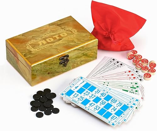 AEVVV Juego de lotería rusa - Tarjetas de bingo de loto y juego de madera en caja