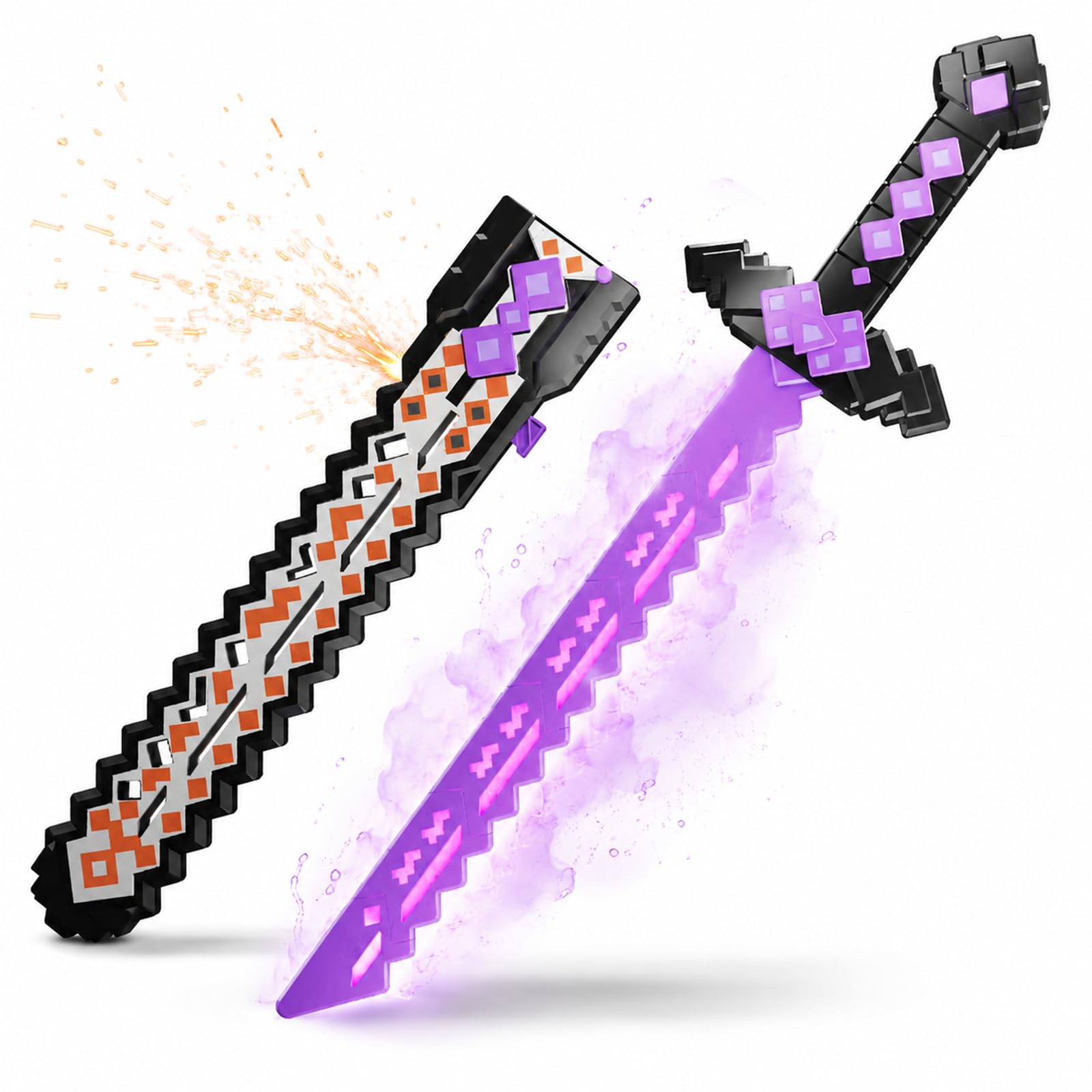Espada de neón Cyberpunk – Hoja brillante LED de 31 pulgadas con sensor de sonido y golpe – Espada corta táctica futurista.