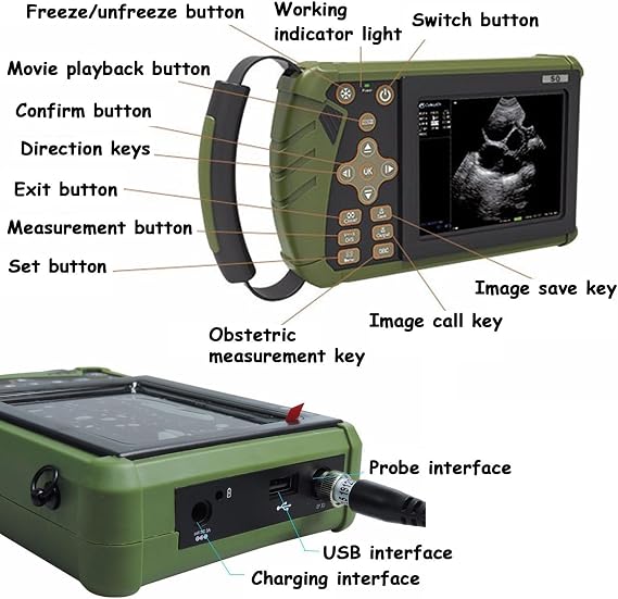 Portable HD Pregnancy Test Scanner Machine Portable Ultrasound Scanner Veterinary, Veterinary Diagnostic Ultrasound Scanner Machine for Farm Animals, Efficient Pig Goat Pregnancy Detection