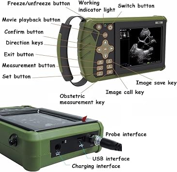 Portable HD Pregnancy Test Scanner Machine Portable Ultrasound Scanner Veterinary, Veterinary Diagnostic Ultrasound Scanner Machine for Farm Animals, Efficient Pig Goat Pregnancy Detection