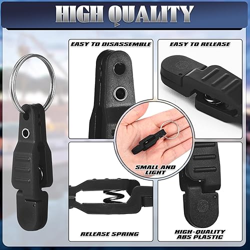 Miniatura 4 de Honoson 20 clips de liberación a presión de tensión pesada, clips de liberación acolchada, clips de arrastre con llavero para tablero de cepillado