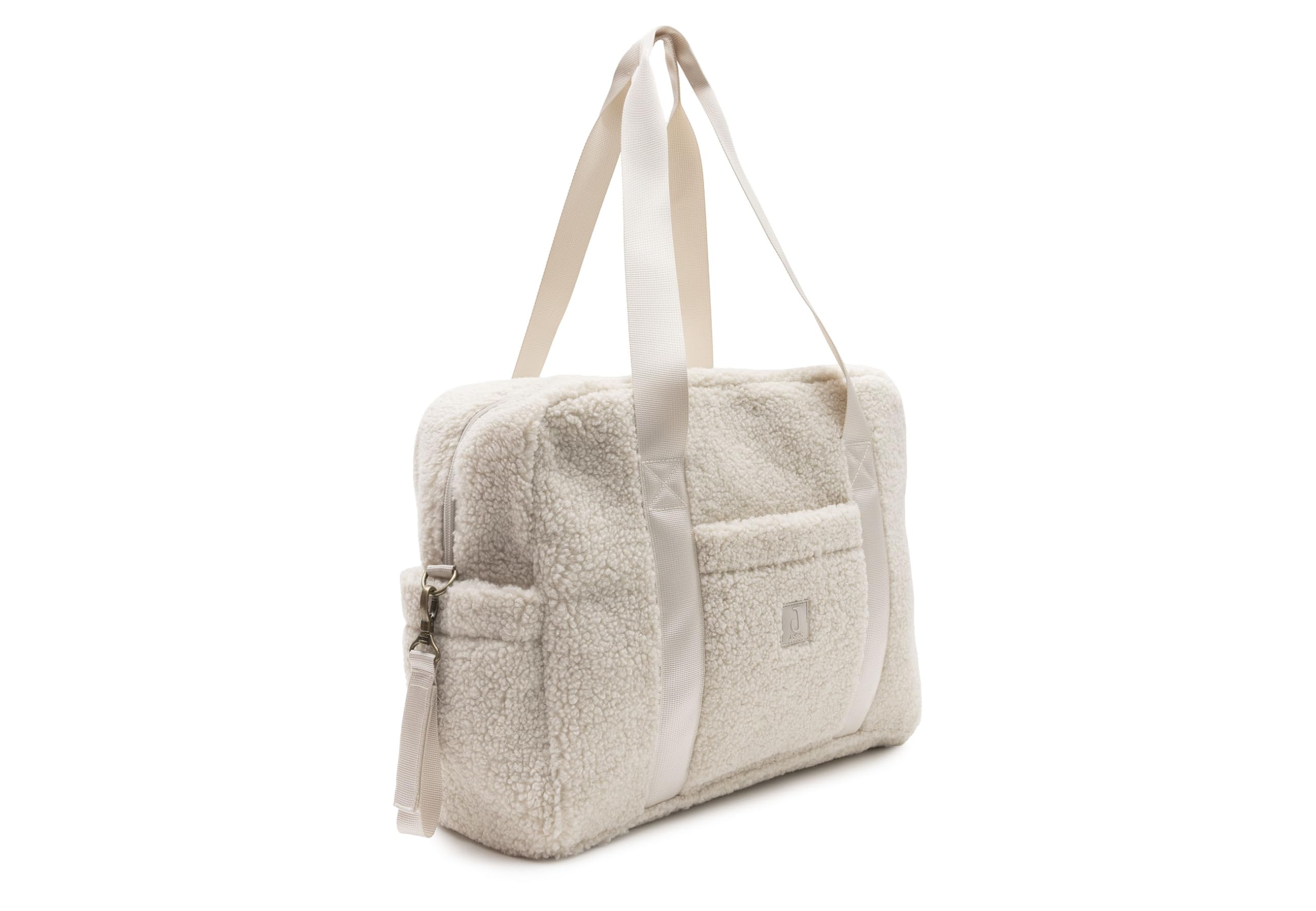 Jollein Wickeltasche - Teddy Lou - Inkl. Wickelunterlage - Mit Fächern & Kinderwagenbefestigung - Flaschenhalter - Sand - 40x30x17 cm