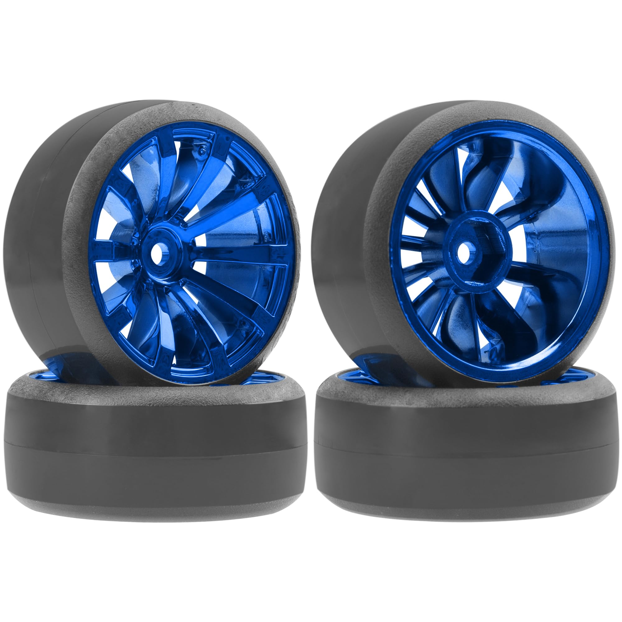 ShareGoo RC 1/10 Drift Tires W/Plastic Wheel Rims 12mm Hex Compatible with HSP Tamiya Kyosho RedCat Traxxas Sakura WLtoys 3Racing 1/10 RC On-Road