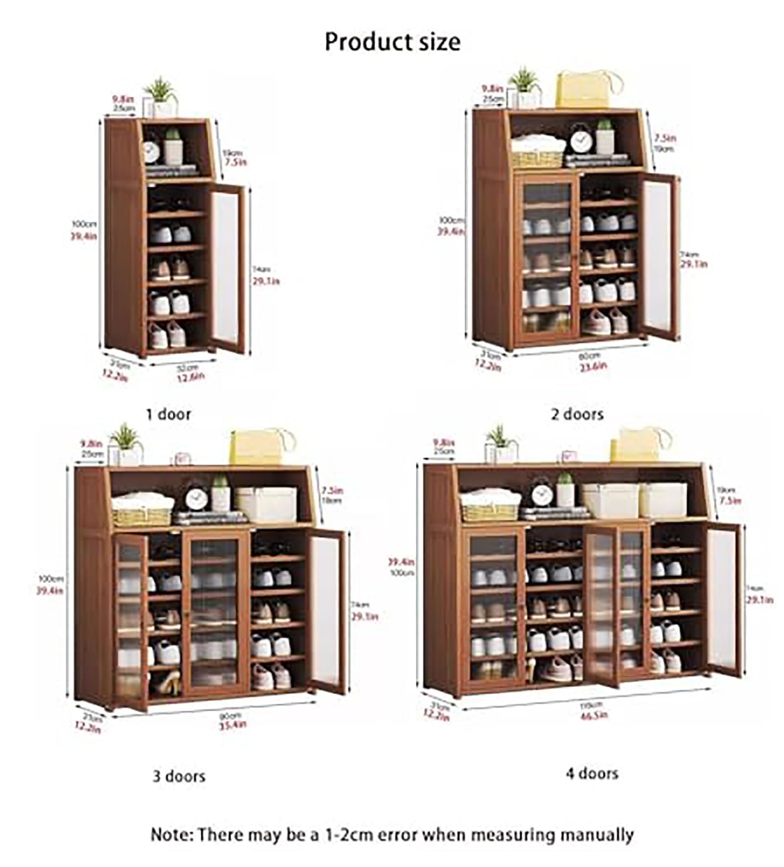 AVSMGP Zapatero Delgado De Bambú con Puertas, Armario para Guardar Zapatos De Gran Capacidad- Zapatero Independiente Oculto- para Dormitorio, Aula, Comedor Y Garaje,90 * 31 * 100CM