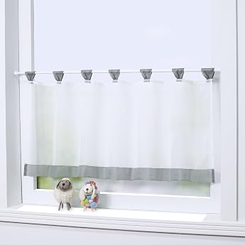 Joy choice  Mia   Caf -Style Curtain - Voile Loop Net Curtain - Transparent Kitchen Curtain