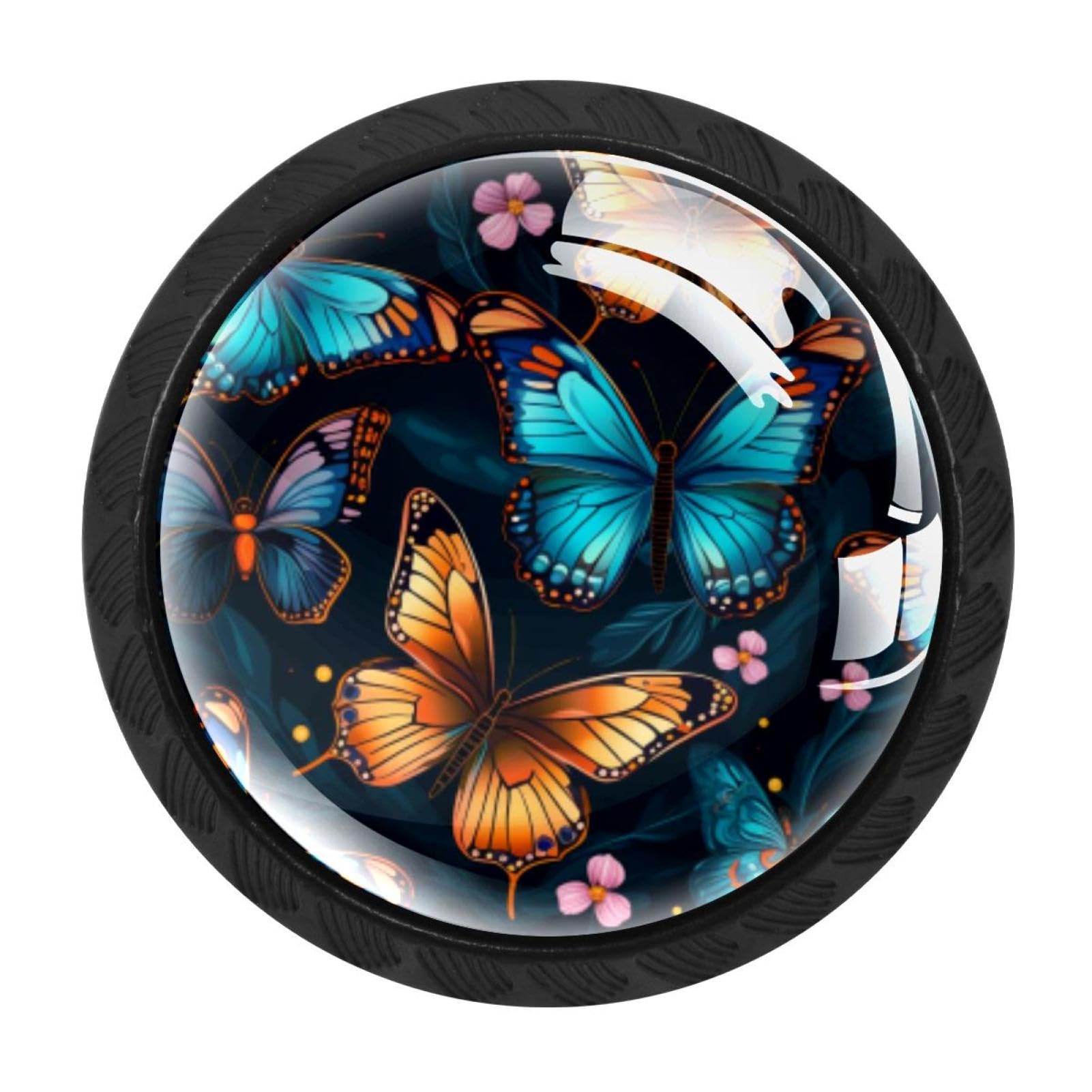 Chenzzzz Multicolored 04 4 Pack Black Colorful Butterfly Cabinet Pulls Kitchen Cabinet Handles Ideal For Cabinet,Drawer,Cupboard And Wardrobe