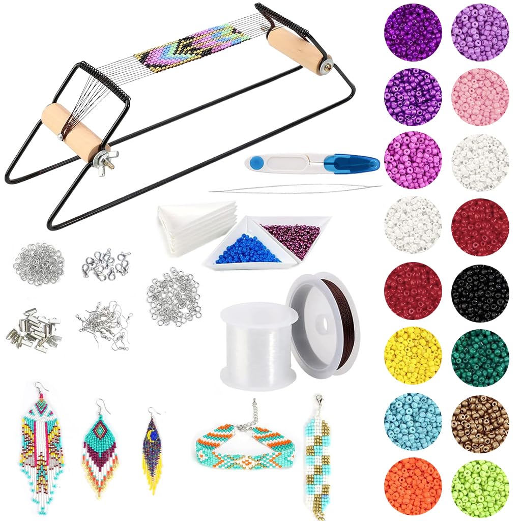 Zibuyu® DIY Seed Bead Jewelry Making Kit with Bead Loom for Kids & Adults, DIY Beading Craft Set with 16 Colors Seed Beads, Needles, Thread, Jump Rings & Earring Hooks, Woven Bracelet-image-29