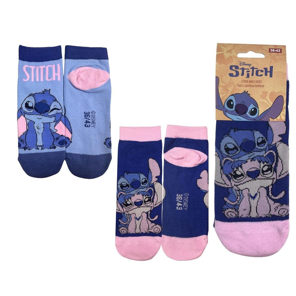 Disney Unisex Kids Multicoloured Ankle Socks 2 Pair Pack Lilo & Stitch 2900003288