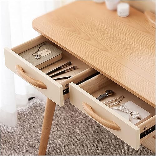 Miniatura 3 de Juego de tocador con 2 cajones 1 espejo 1 taburete de tocador aparador de escritorio para niñas dormitorio de mujer baño espacio pequeño dormitorio