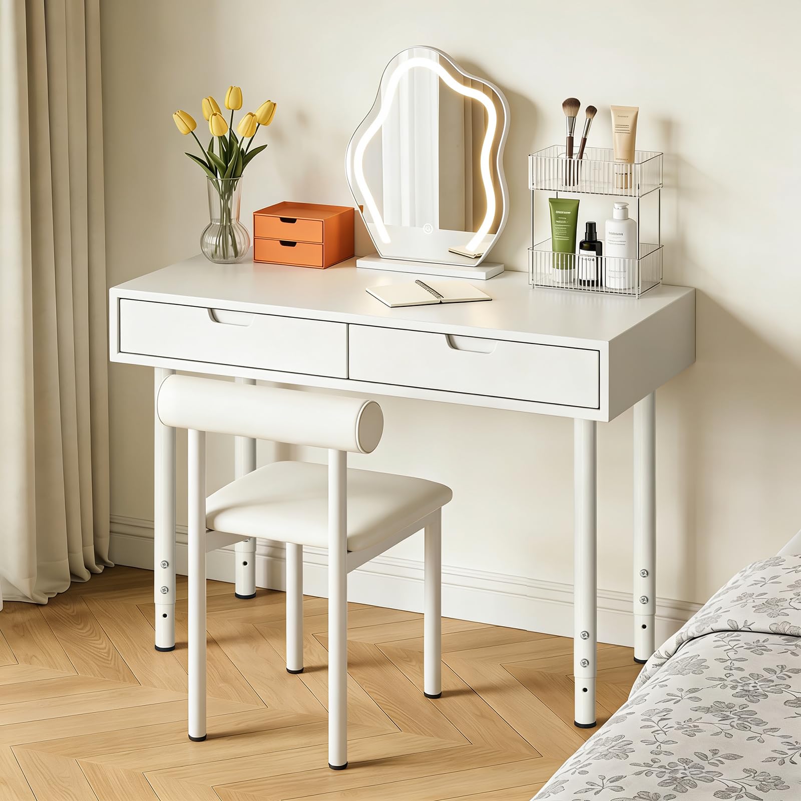 QLLY Set de 4 Patas de Mesa metálicas Ajustables, de 60 a 100 cm, para Oficina en casa, Bricolaje (Blanco)