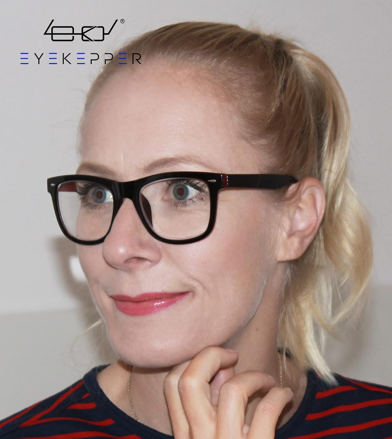 Review Discount Eyekepper Design Reading Glasses Square Large Lenses Reader Eyeglasses for Women Reading Spring-Hinges Black-Red +0.5