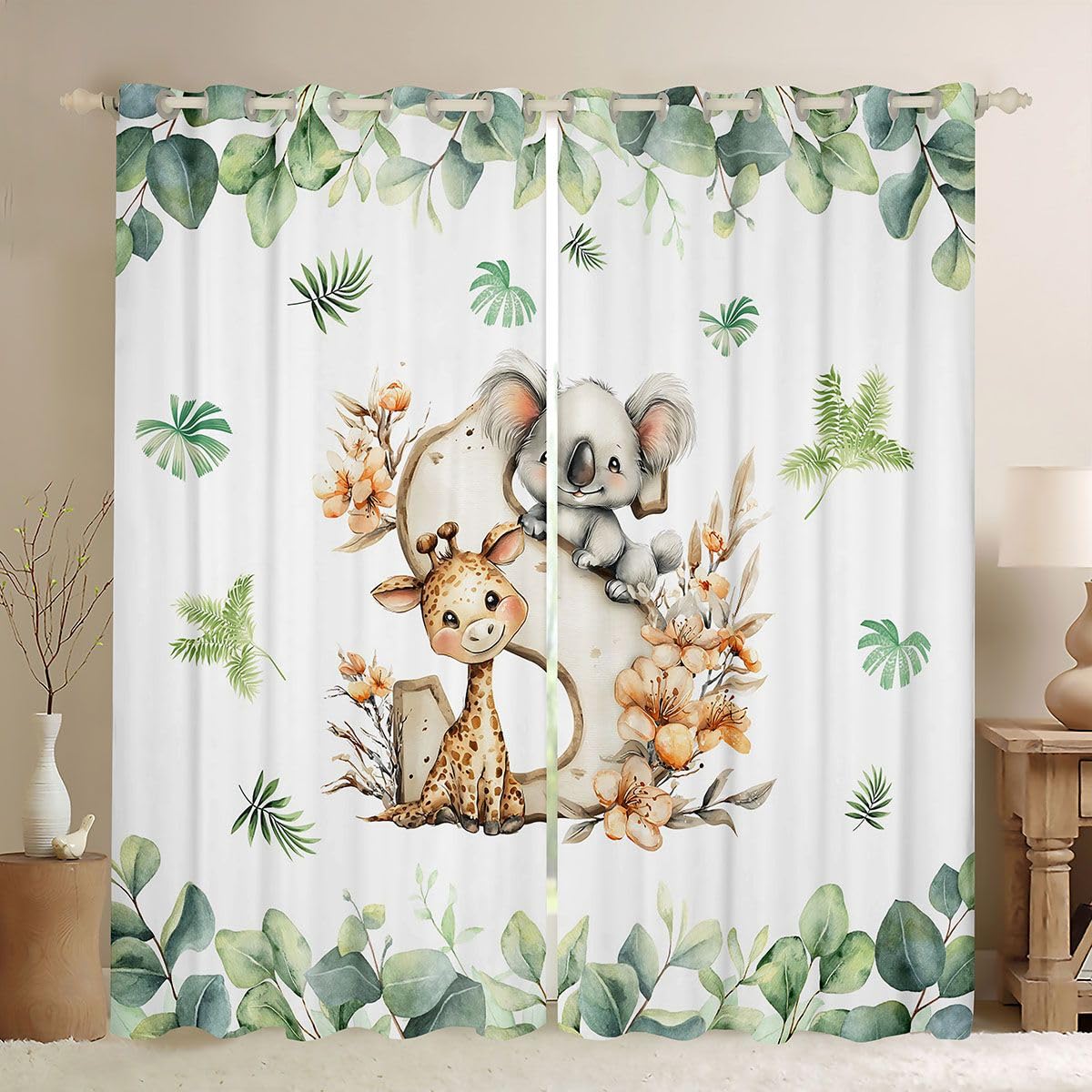 Homewish Kinder Dschungeltier Vorhänge 245x140(HxB)