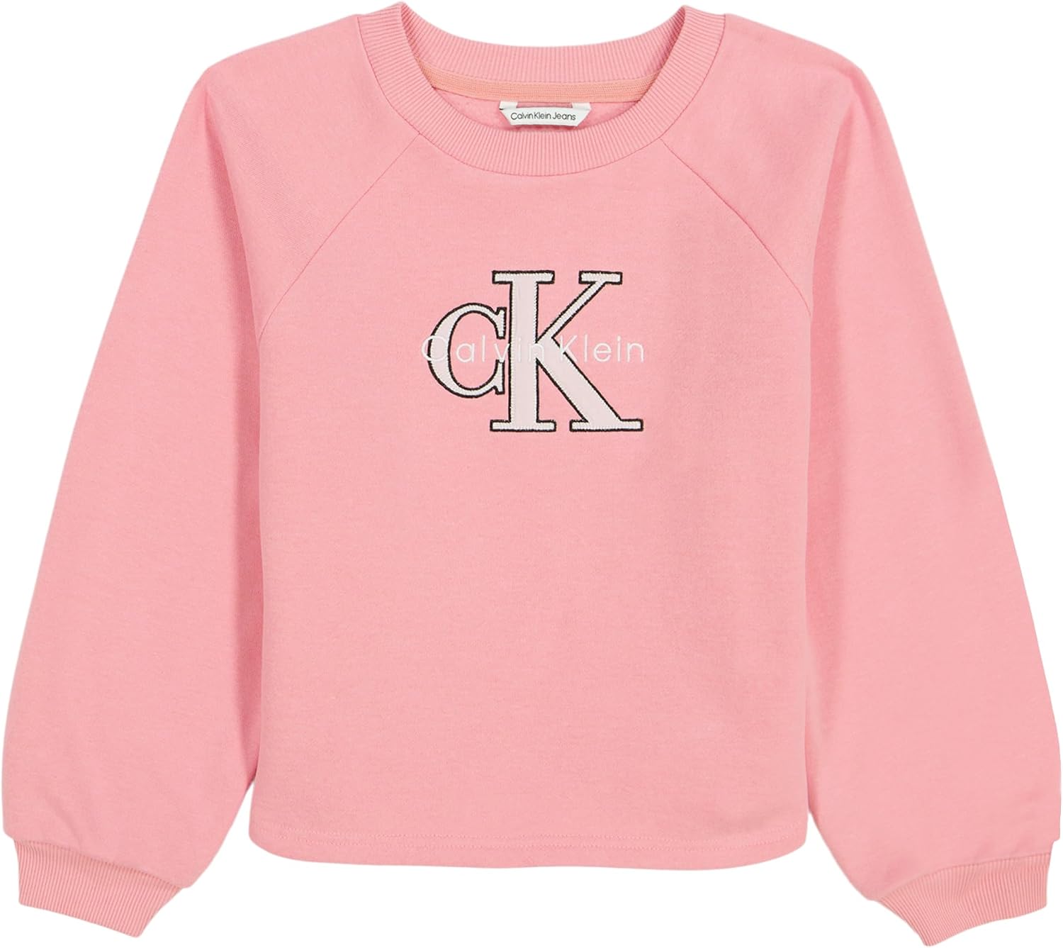 Calvin Klein Girls' Long Sleeve Popover Cozy Crew Neck Sweatshirt