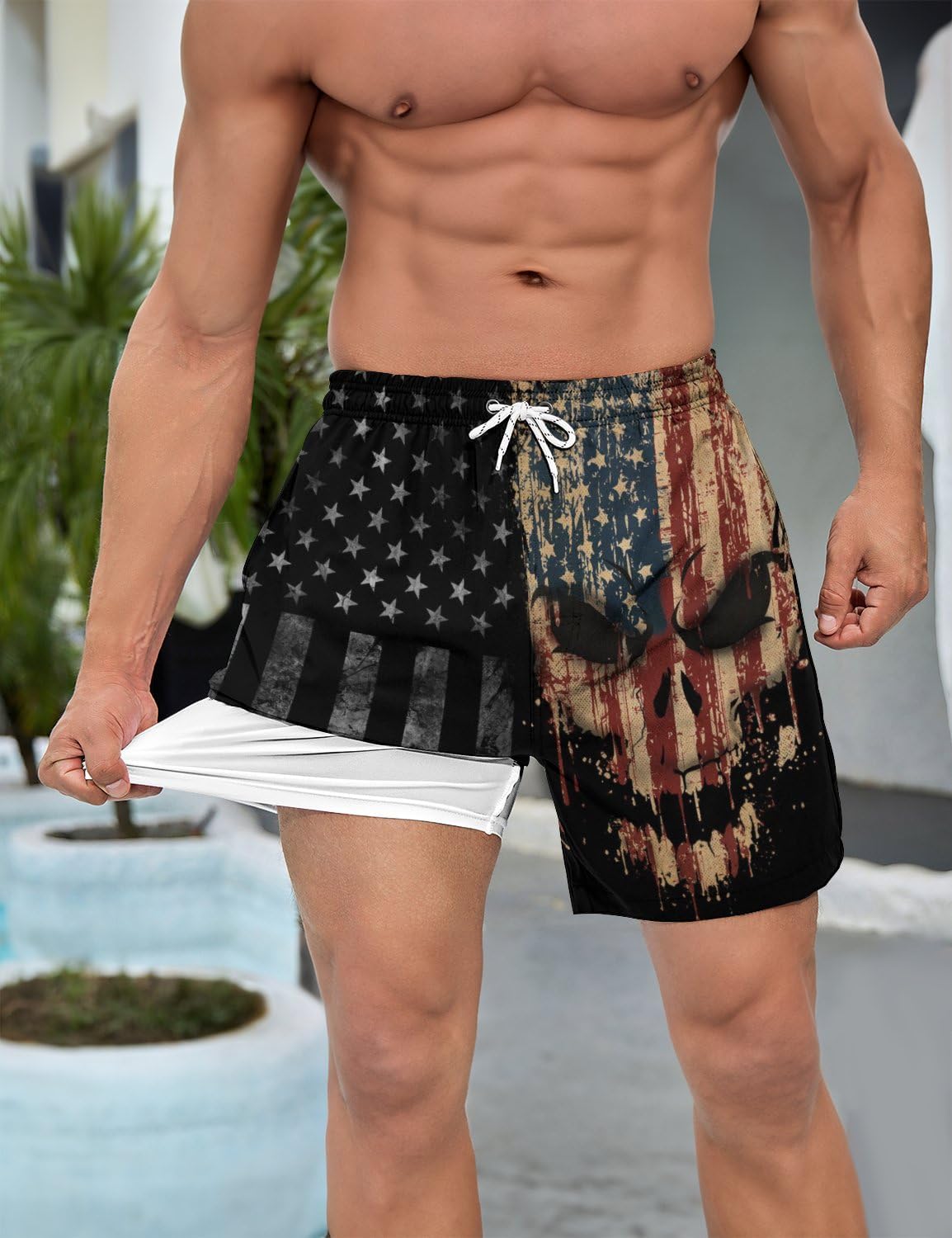 Mens Swim Trunks Swimming Trunks with Compression Liner Board Shorts 7 inch Swim Shorts Swimsuit - Image 3