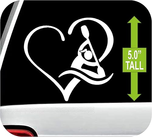 Miniatura 2 de Etiqueta engomada de la etiqueta engomada del kayak del corazón del kayak de la muchacha