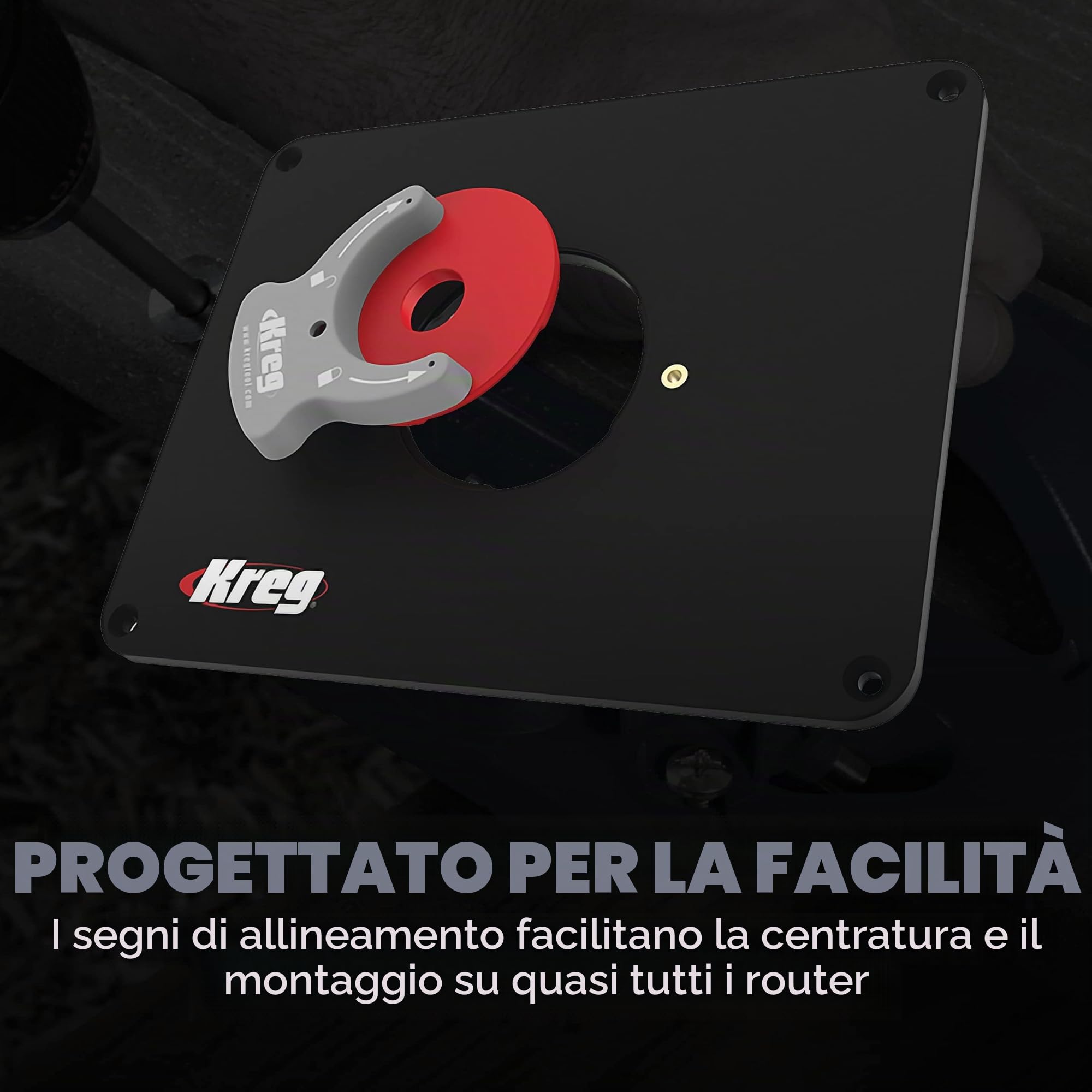 Kreg Tool PRS4034 - Piastra di inserimento con anelli di livellamento (Triton preforato), nero e rosso