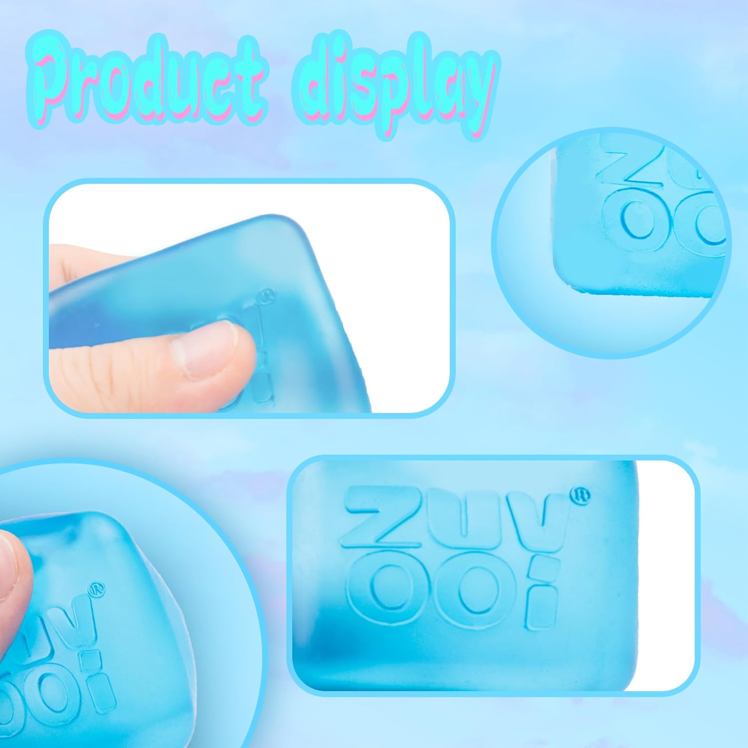 Stress Cube Squishy Stress Balls for Adults Kids Sensory Fidget Toy for Your Best Mellow and Chill - Fidget Ice Cubes-Square Shape with Filling in Blue