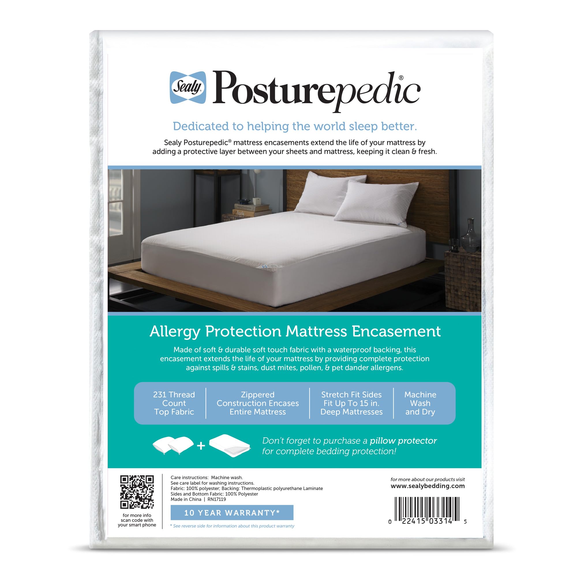 Posturepedic Allergy Protection Zippered Mattress Protector