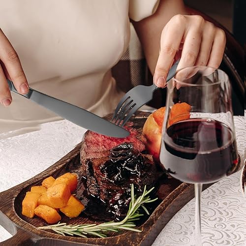 Miniatura 4 de Juego de 40 cubiertos de acero inoxidable juego de cubiertos resistentes de acero inoxidable 430 incluye cuchillos, tenedores y cucharas para 8