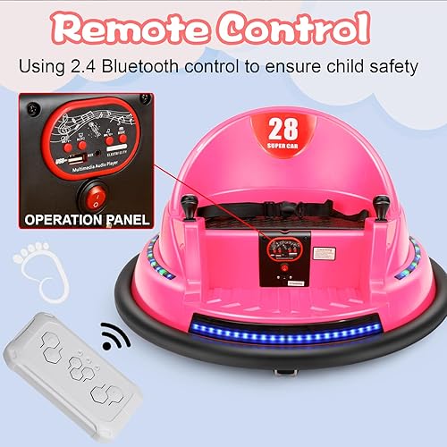 Miniatura 4 de Edostory Coche de parachoques eléctrico para niños de 12 V, 3 velocidades para niños pequeños, autos de juguete para bebés de 1.5 a 8 años,