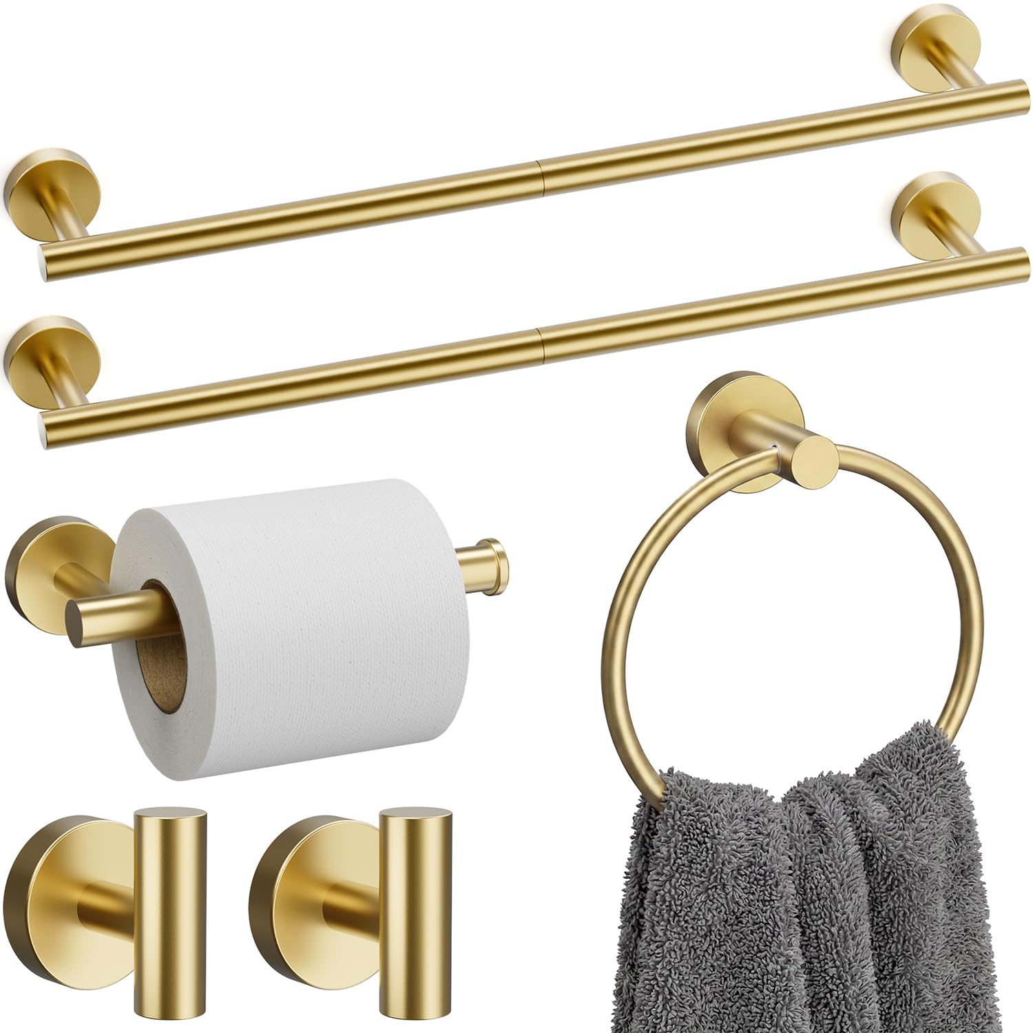 Ruhetfam Brushed Gold Bathroom Accessories Set