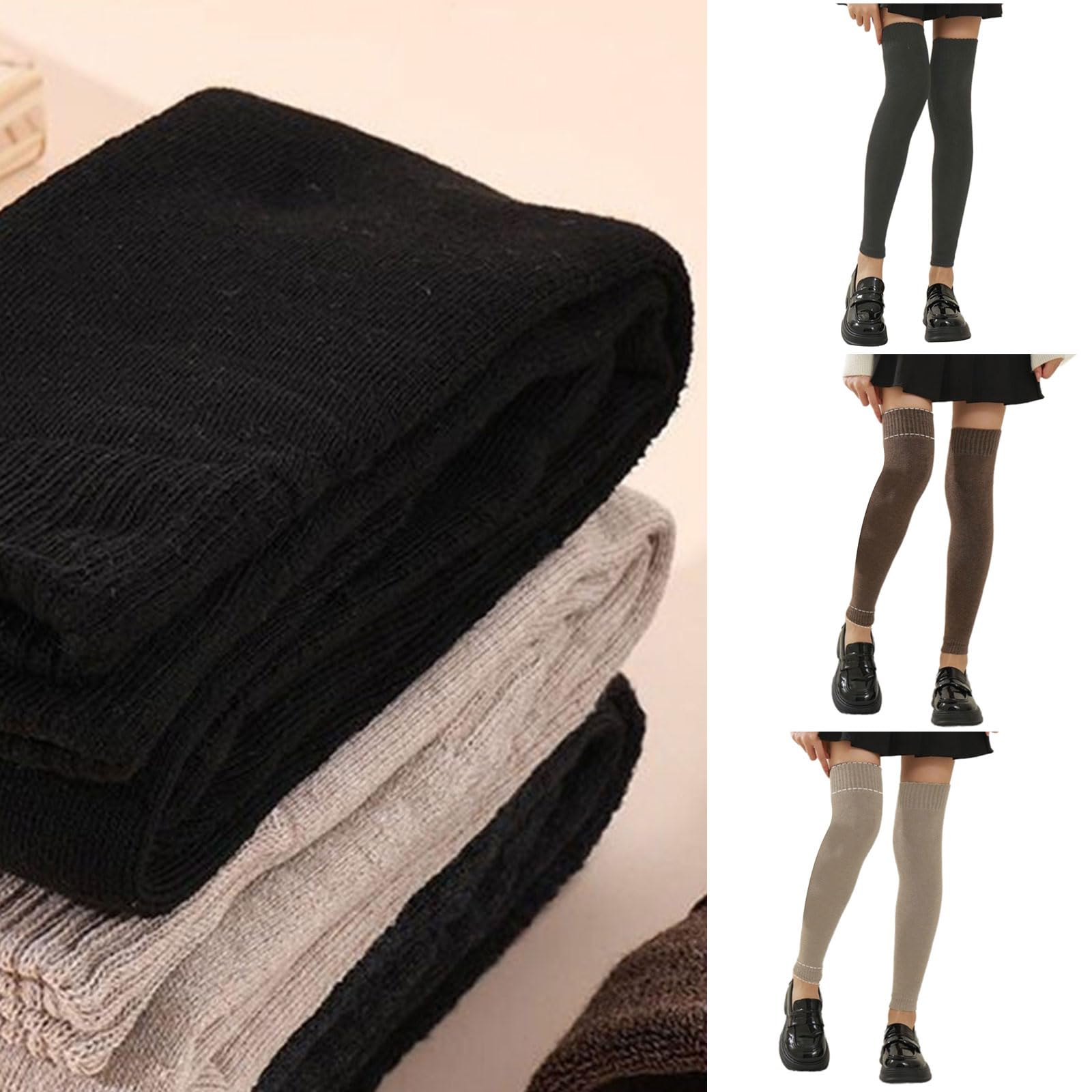 Jambières thermiques d'hiver élastiques confortables et extensibles au-dessus du genou pour femme par temps froid, activités intérieures et extérieures, jambières thermiques d'hiver