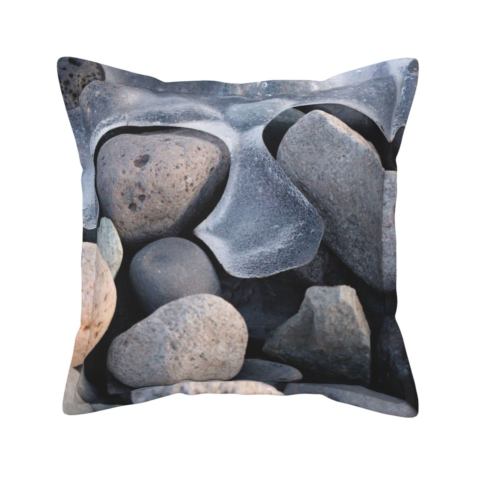 Housses de coussin carrées simili cuir pierres pour chambre, salon et canapé