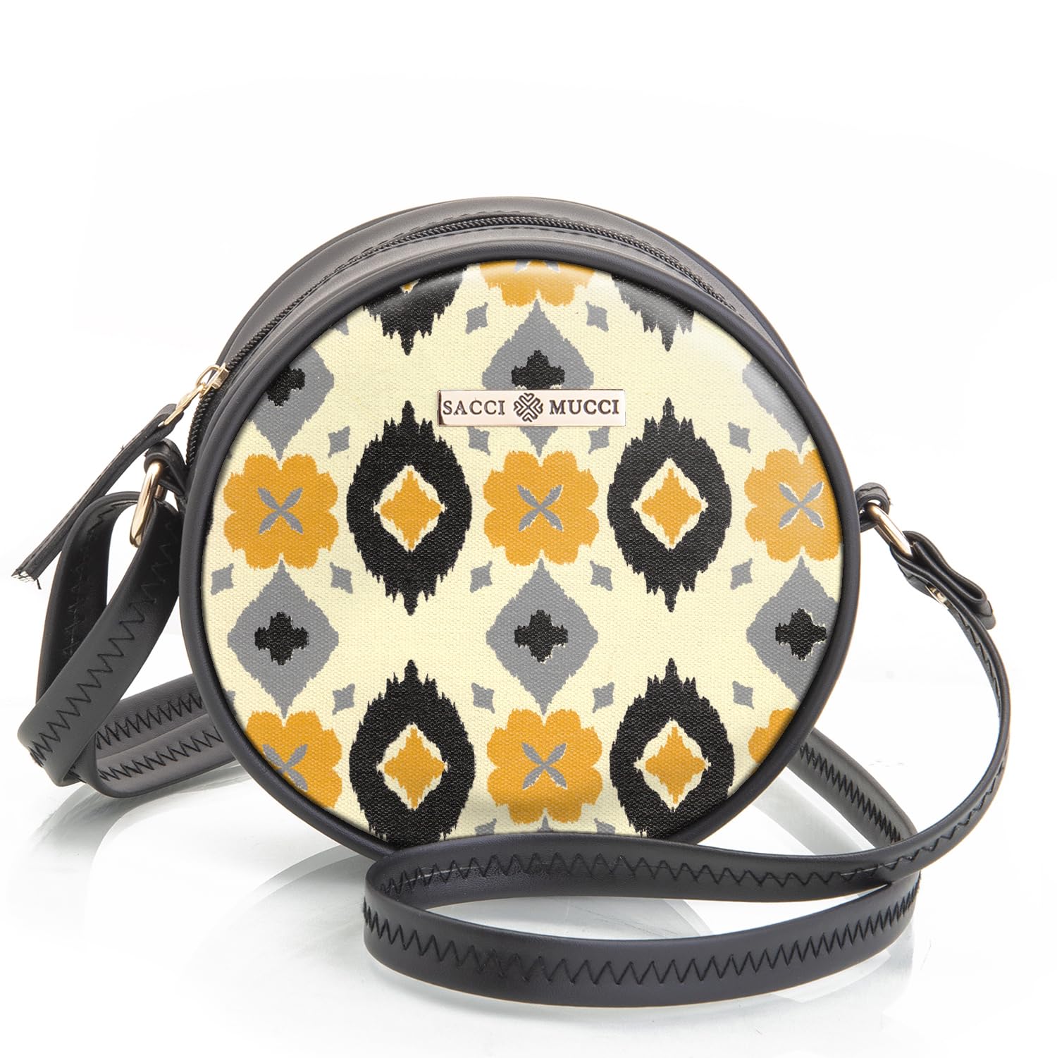 SACCI MUCCI Womens Sling Bag | Cross Body Sling Bag for Girls/Women | Printed Sling Crossbody Bag For Women| Print Vegan Leather Purse | Designer Bags - Ikat (Black) (B0C9HQ8GZJ) Amazon Price History, Amazon Price Tracker