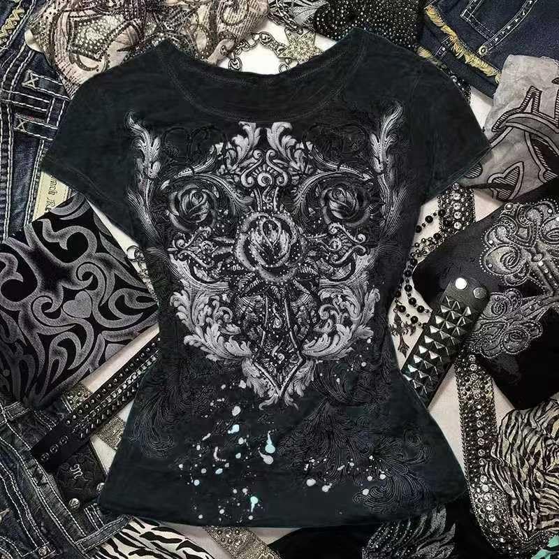 Emo Grunge Teen Shirt Women Y2K Vintage Harajuku Cutecore 2000s Indie T-Shirts Tee Scene Alt Clothes3