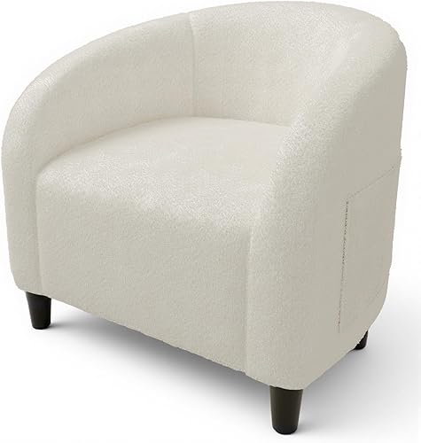 GarveeHome Silla decorativa para sala de estar, sillas de barril Boucle, sillones redondos para dormitorio, sala de espera, oficina, sillas de