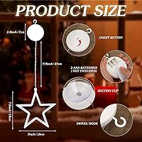 Vista 3 de 6 luces de estrella de Navidad para ventana, letreros iluminados de Navidad, coloridos que funcionan con pilas, luces de silueta con gancho