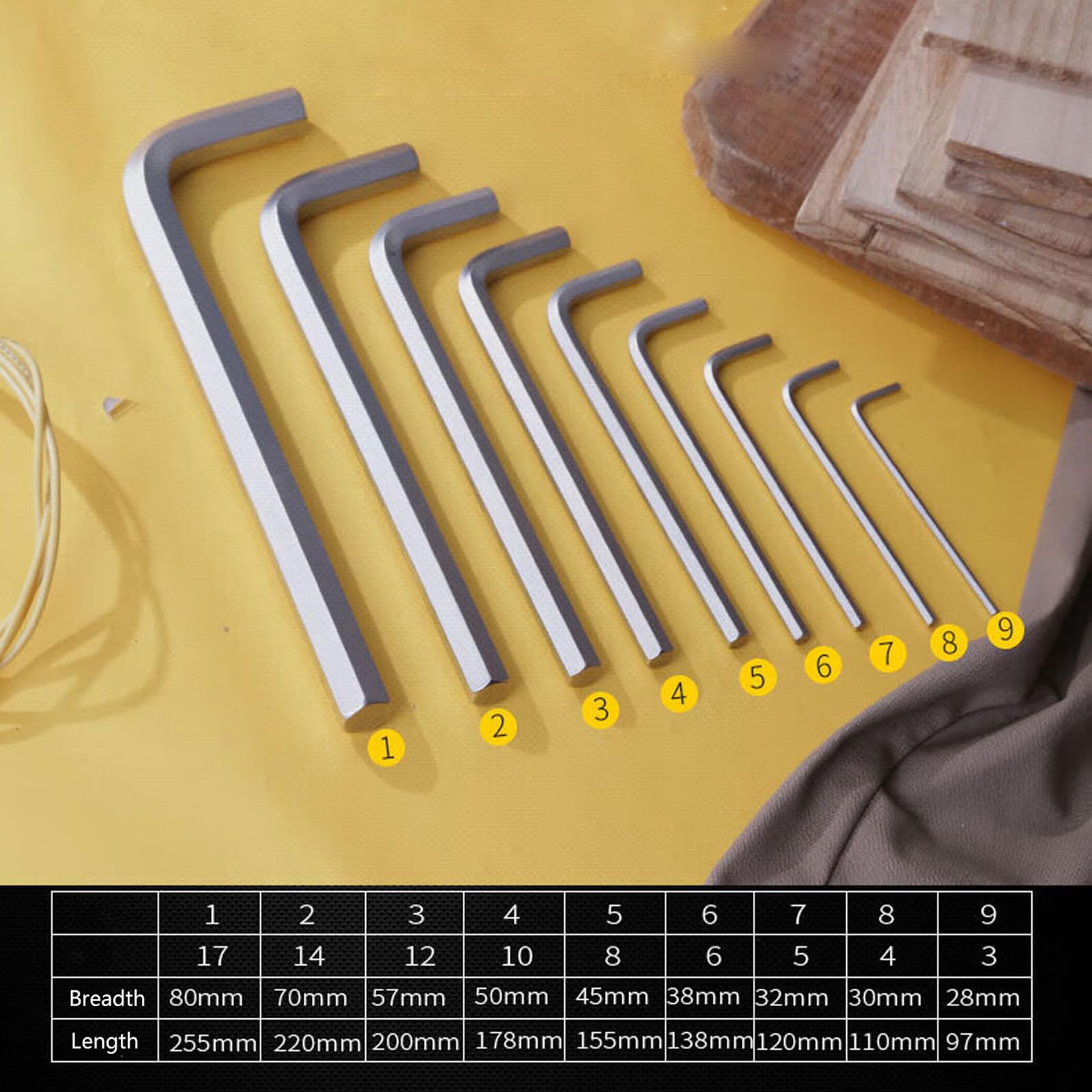 9/10Pcs Allen Wrench Set 3/4/5/6/8/10/12/14/17/19mm Set di chiavi in acciaio al vanadio Riparazione Biciclette Strumento Domestico Allen Key Set Per Trapano