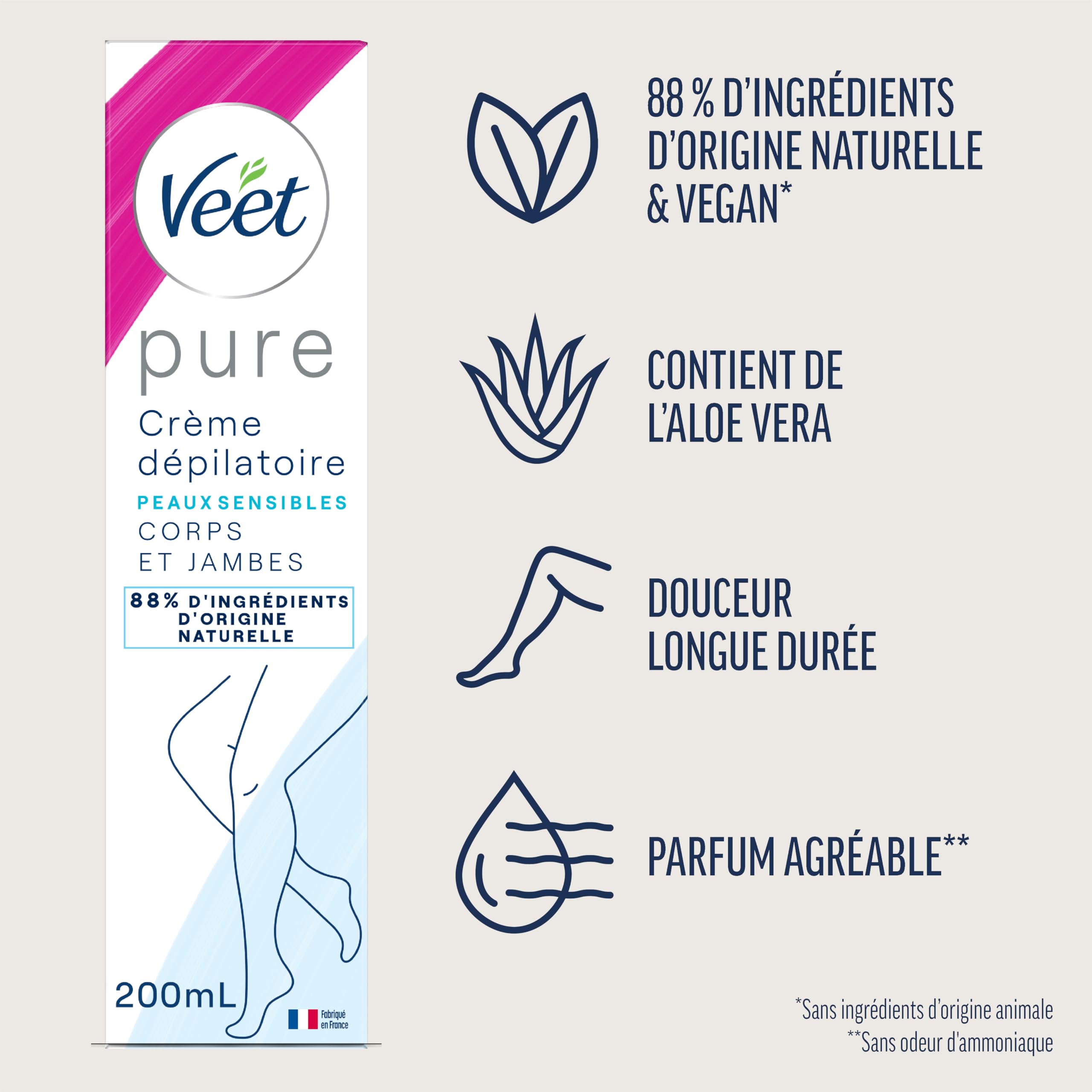 Visiter la boutique Veet VEET PURE - Crème Dépilatoire Corps & Jambes - Peaux Sensibles - Sans Odeur d'Amoniaque - 200ml in use