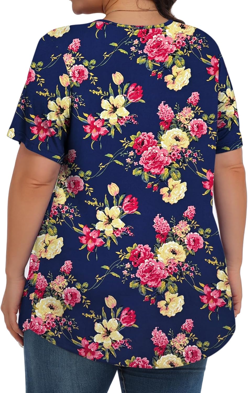 Womens Plus Size Tops Tunic Short Sleeve Crew Neck Shirts Casual Soft Blouse 1X-5X - Image 4