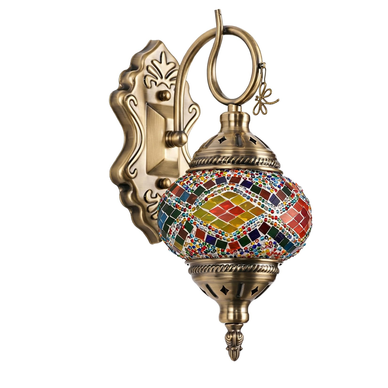 Yjmgrowing Turkish Mosaic Glass Wall Lamp Handcrafted Moroccan Wall Sconces