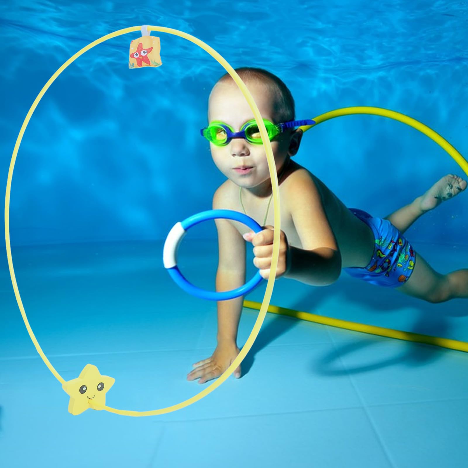 CHILDWEET 3 Pezzi Anelli da Immersione per 80 CM Giocattoli Subacquei per Piscina Cerchi Grandi per Giochi D’Acqua Estivi e Allenamento Immersioni 4-8 Anni