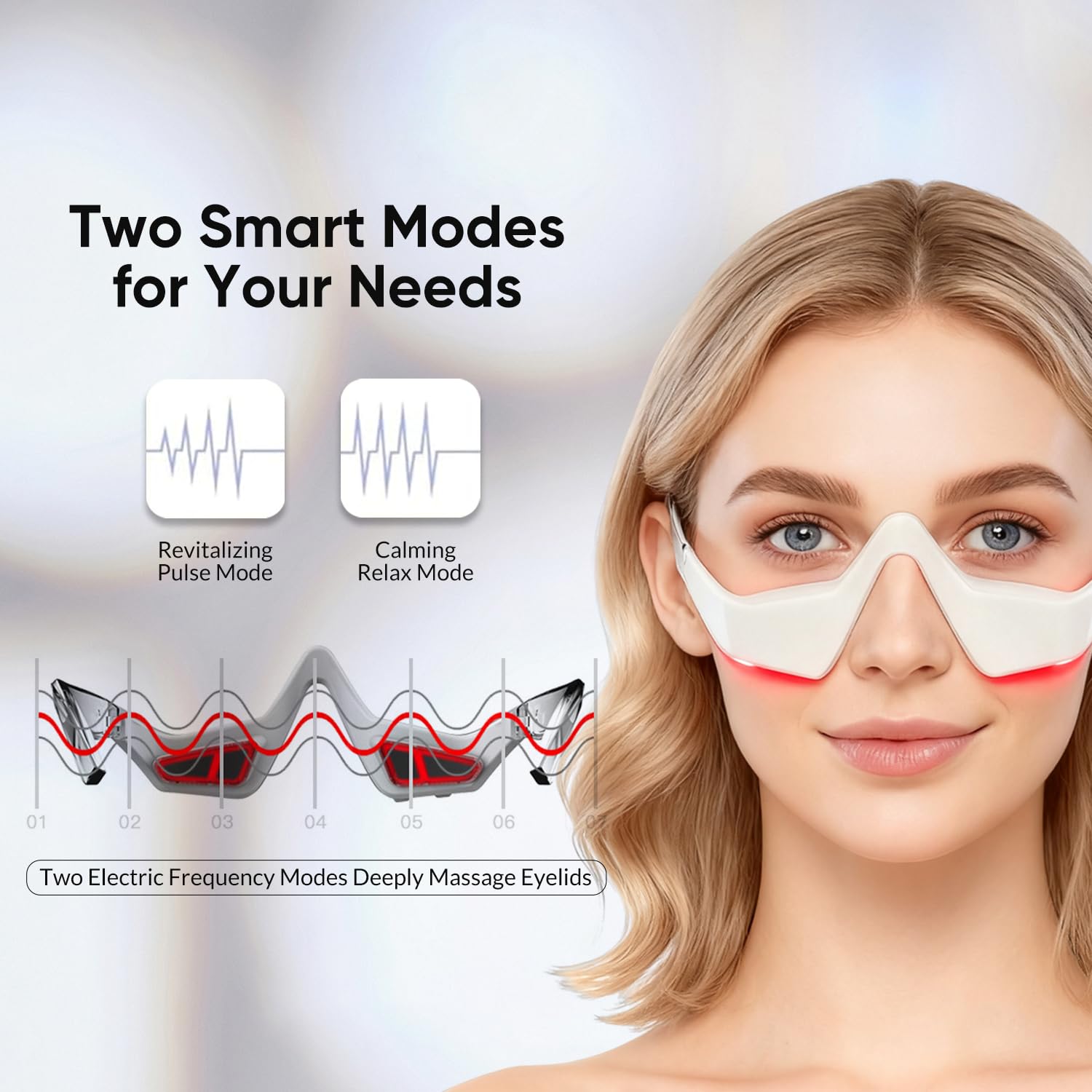 Red Light Therapy Eye Massager for Dark Circles and Puffiness, Portable Eye Care Device with 3 Modes for Wrinkles & Anti-Aging, Ideal for Daily Skincare Routines